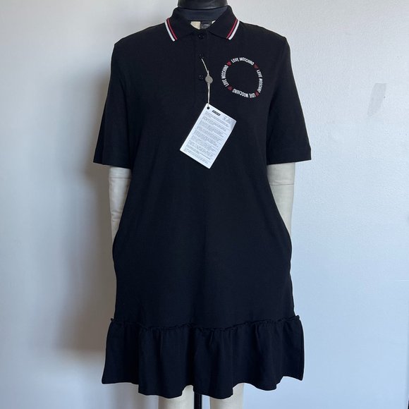 *SOLD* LOVE MOSCHINO Glittered printed stretch-cotton piqué tennis dress - Picture 2 of 15